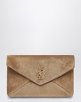 Saint Laurent Saint Laurent Cassandre large envelope pouch in gold suede