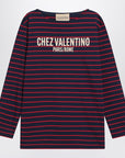 Valentino Blue T-shirt with red stripes by Valentino