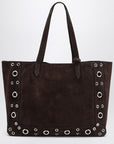 Valentino Garavani Valentino Garavani Medium Nellcôte Tote in Dark Brown Suede