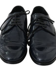 Dolce & Gabbana Elegant Dark Blue Leather Derby Dress Shoes