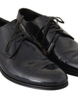 Dolce & Gabbana Elegant Dark Blue Leather Derby Dress Shoes