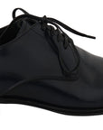 Dolce & Gabbana Elegant Dark Blue Leather Derby Dress Shoes