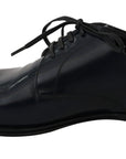 Dolce & Gabbana Elegant Dark Blue Leather Derby Dress Shoes