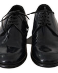 Dolce & Gabbana Elegant Dark Blue Leather Derby Shoes