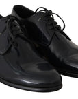 Dolce & Gabbana Elegant Dark Blue Leather Derby Shoes