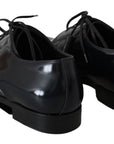 Dolce & Gabbana Elegant Dark Blue Leather Derby Shoes