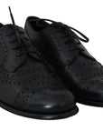 Dolce & Gabbana Elegant Blue Leather Wingtip Derby Shoes