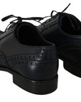 Dolce & Gabbana Elegant Blue Leather Wingtip Derby Shoes