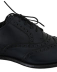 Dolce & Gabbana Elegant Blue Leather Wingtip Derby Shoes