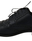 Dolce & Gabbana Elegant Blue Leather Wingtip Derby Shoes