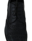 Dolce & Gabbana Elegant Blue Leather Wingtip Derby Shoes