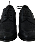Dolce & Gabbana Elegant Blue Leather Wingtip Derby Shoes