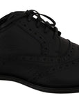 Dolce & Gabbana Elegant Dark Blue Wingtip Derby Dress Shoes