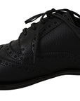 Dolce & Gabbana Elegant Dark Blue Wingtip Derby Dress Shoes