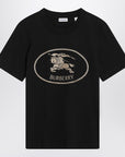 Burberry Burberry Black T-shirt with Equestrian Knight Design
