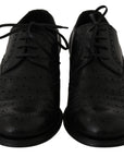 Dolce & Gabbana Elegant Black Leather Derby Wingtip Dress Shoes