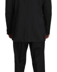 Z ZEGNA Elegant Black Striped Wool Suit