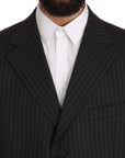 Z ZEGNA Elegant Black Striped Wool Suit