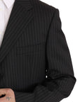 Z ZEGNA Elegant Black Striped Wool Suit