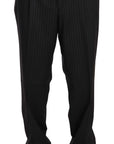 Z ZEGNA Elegant Black Striped Wool Suit