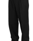 Z ZEGNA Elegant Black Striped Wool Suit