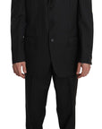 Z ZEGNA Elegant Black Striped Wool Suit