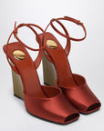 Saint Laurent Saint Laurent Zeppe La Scandale in satin rust color