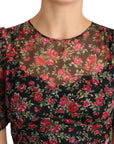 Dolce & Gabbana Elegant Black Silk Floral A-Line Gown