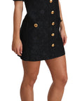 Dolce & Gabbana Elegant Black Button Embellished Mini Dress