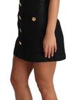 Dolce & Gabbana Elegant Black Button Embellished Mini Dress