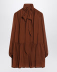 Saint Laurent Saint Laurent Rust-colored lavallière silk dress