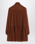 Saint Laurent Saint Laurent Rust-colored lavallière silk dress