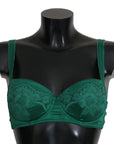 Dolce & Gabbana Enchanting Green Floral Lace Silk Bra