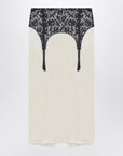 Moschino Moschino Ivory midi skirt with illusion lace print