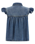 Ganni Ganni Denim Ruffle Top