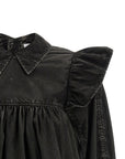 Ganni Ganni Black Washed Frill Blouse