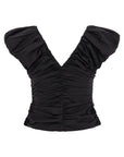 Ganni Ganni Black Ruched Top