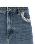 Ganni Ganni Denim And Lace Skirt