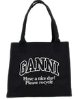 Ganni Ganni Large Easy Shopper Contrasted Logo Shopping Bag