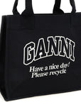 Ganni Ganni Large Easy Shopper Contrasted Logo Shopping Bag