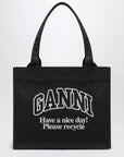Ganni GANNI Large black canvas tote bag