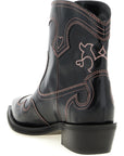 Ganni Ganni Low Shaft Embroidered Western Ankle Boots