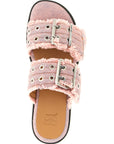 Ganni Ganni Feminine Buckle Fringed Denim Sandals
