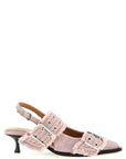 Ganni Ganni Feminine Buckle Fringed Denim Slingback