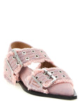 Ganni Ganni Feminine Buckle Fringed Denim Slingback