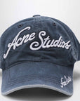 Acne Studios Acne Studios Blue washed-effect baseball cap with logo