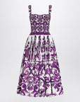 Dolce & Gabbana Dolce & Gabbana Dolce&Gabbana Dress with purple majolica print in cotton poplin