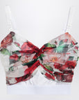 Dolce & Gabbana Dolce & Gabbana Dolce&Gabbana Bustier top in marquisette and chiffon with Rose print