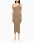 Alessandra Rich Alessandra Rich Gold one-shoulder dress with rhinestones