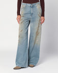 Golden Goose Golden Goose Wide light blue jeans, sand-wash distressed effect
